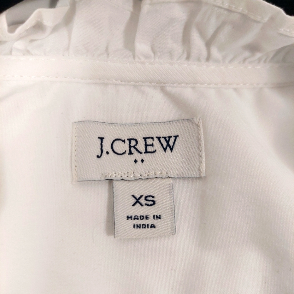 J. Crew White Ruffled Button-Down Blouse - image 4